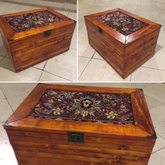 جعبه چوبی جعبه  درپوش فرش جعبه چوبی با در فرش طرح ترنج